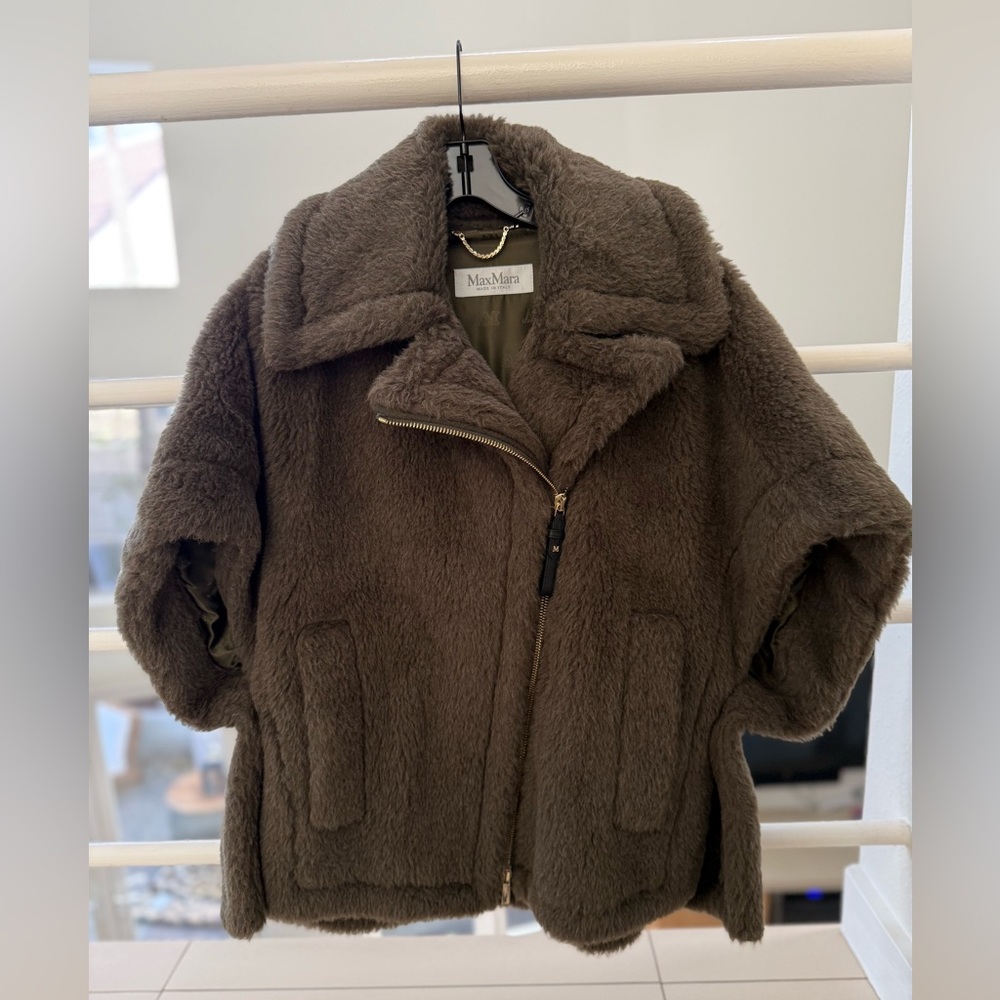 MaxMara Olive-Brown Shearling Zip Jacket